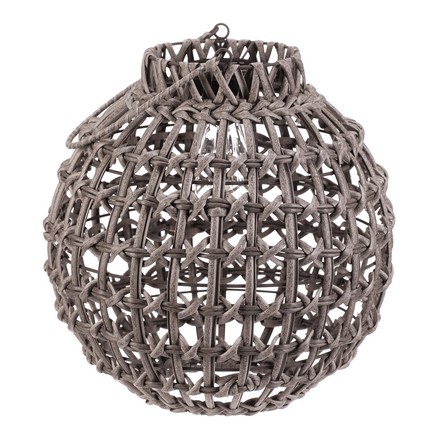 Lucerna Autronic umělý ratan, kulatá, LED osvětl., vel. L, šedá (PLA105-L) (2)