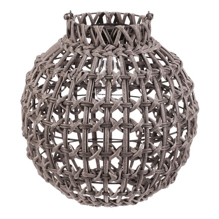 Lucerna Autronic umělý ratan, kulatá, LED osvětl., vel. L, šedá (PLA105-L) (3)