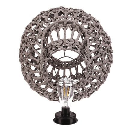 Lucerna Autronic umělý ratan, kulatá, LED osvětl., vel. L, šedá (PLA105-L) (6)