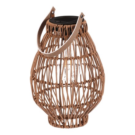 Lucerna Autronic umělý ratan, tvar hruška, LED osvětl., vel. S, světle hnědá (PLA103-S)