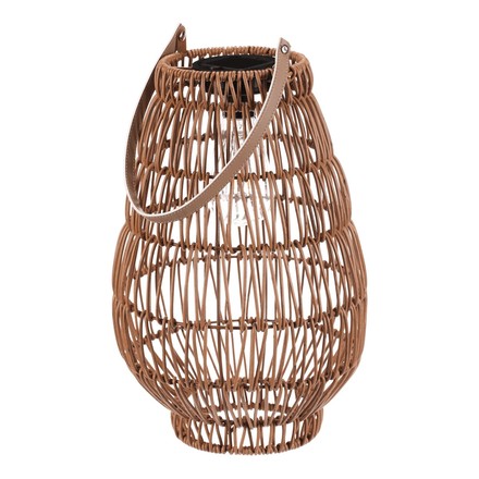 Lucerna Autronic umělý ratan, tvar hruška, LED osvětl., vel. L, světle hnědá (PLA103-L)