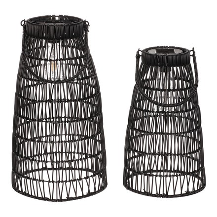 Lucerna Autronic umělý ratan, kónická, LED osvětl., černá, cena za sadu 2 ks (PLA102 BK)