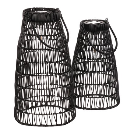 Lucerna Autronic umělý ratan, kónická, LED osvětl., černá, cena za sadu 2 ks (PLA102 BK) (12)