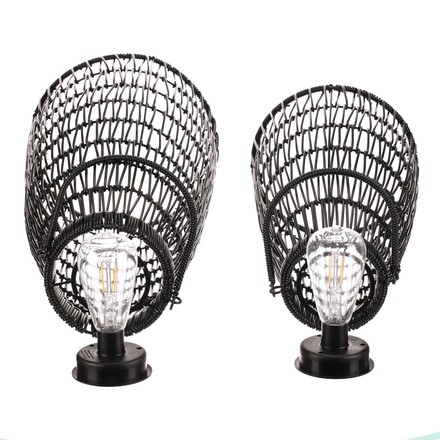 Lucerna Autronic umělý ratan, kónická, LED osvětl., černá, cena za sadu 2 ks (PLA102 BK) (13)