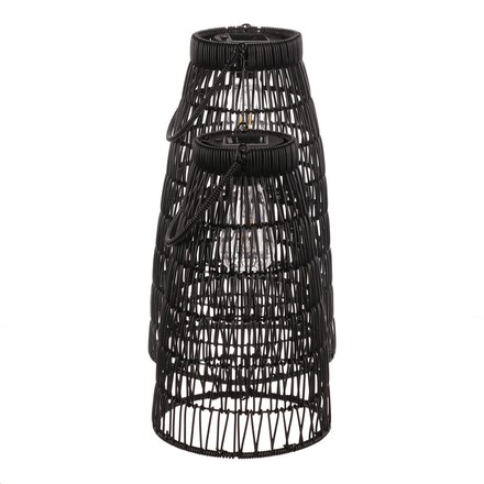 Lucerna Autronic umělý ratan, kónická, LED osvětl., černá, cena za sadu 2 ks (PLA102 BK) (3)