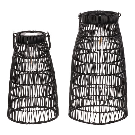 Lucerna Autronic umělý ratan, kónická, LED osvětl., černá, cena za sadu 2 ks (PLA102 BK) (4)