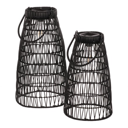 Lucerna Autronic umělý ratan, kónická, LED osvětl., černá, cena za sadu 2 ks (PLA102 BK) (8)