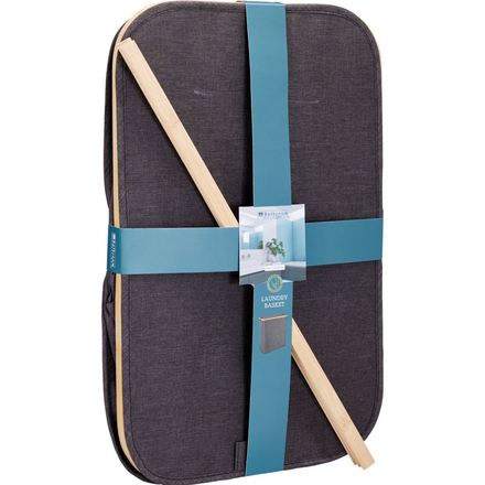 Koš na prádlo Bathroom Solutions KO-170495180 s bambusovým okrajem 54 x 33 x 60 cm tmavě šedá (1)