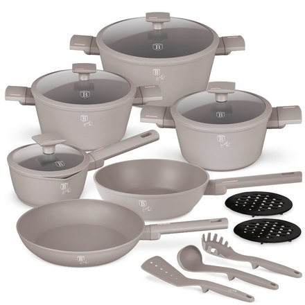 Sada nádobí Berlingerhaus BH-8111 s titanovým povrchem 15 ks Taupe Collection