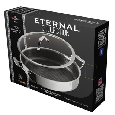 Kastrol Berlingerhaus BH-8515 nerezový s nepřilnavým povrchem a poklicí 28 cm Eternal Collection (1)