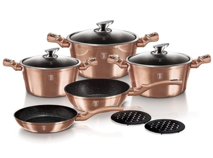 Sada nádobí s mramorovým povrchem Berlingerhaus BH-1220 10 ks Rosegold Metallic Line