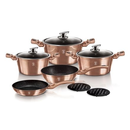 Sada nádobí s mramorovým povrchem Berlingerhaus BH-1220 10 ks Rosegold Metallic Line
