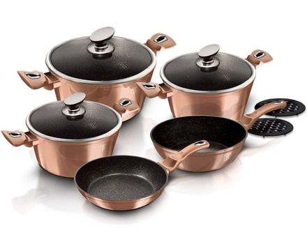 Sada nádobí s mramorovým povrchem Berlingerhaus BH-1220 10 ks Rosegold Metallic Line (1)