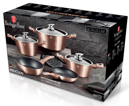 Sada nádobí s mramorovým povrchem Berlingerhaus BH-1220 10 ks Rosegold Metallic Line (3)