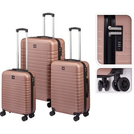 Sada cestovních kufrů Proworld KO-DG4700200 3 ks metalicky růžová (4)