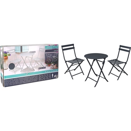 Zahradní nábytek ProGarden KO-FF2000030 sada stůl + 2 židle šedý (4)