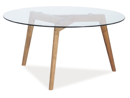 Konferenční stolek Signal OSLO L2, průměr 80cm, dub+sklo