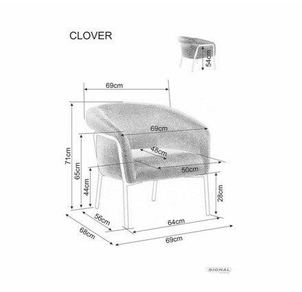 Křeslo Signal Clover Brego černá podnož/šedá 07 (5)