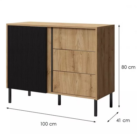 Komoda Jurek Meble MIA 5 dub/černá 100/80/41cm (1)