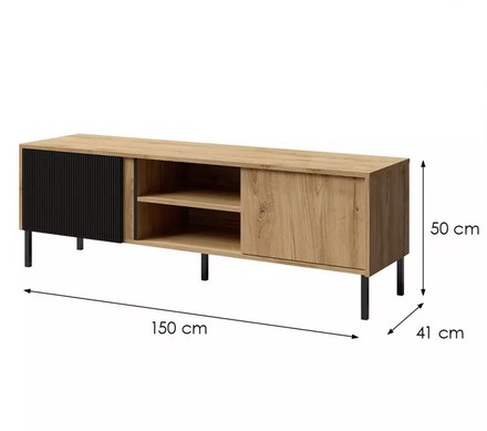 Televizní stolek Jurek Meble Mia 6 dub/černá 150/50/41cm (1)