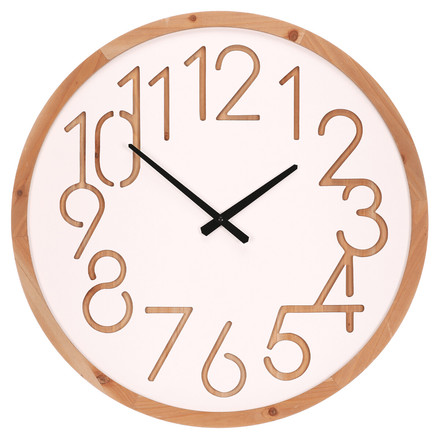 Nástěnné hodiny Autronic pr. 60 cm, MDF a dřevěný rám, bílé (HW4015)