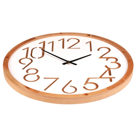 Nástěnné hodiny Autronic pr. 60 cm, MDF a dřevěný rám, bílé (HW4015) (1)