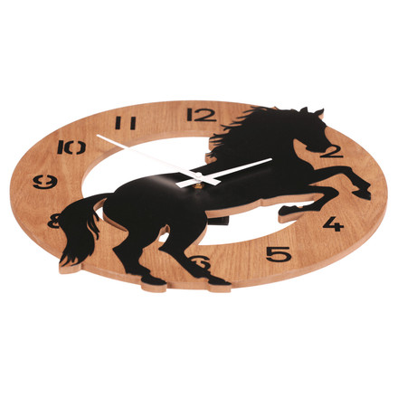Nástěnné hodiny Autronic pr. 40 cm, MDF a kov, motiv koně na zadních (HW4022) (1)