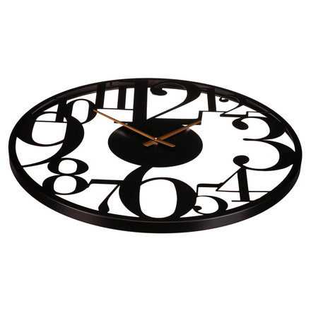 Nástěnné hodiny Autronic pr. 60 cm, kovové, velké číslice, černé (HW4018) (1)