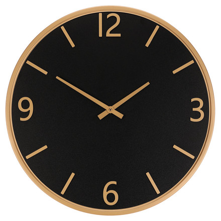 Nástěnné hodiny Autronic pr. 60 cm, melamin a kovový rám, černo-zlaté (HW4016)