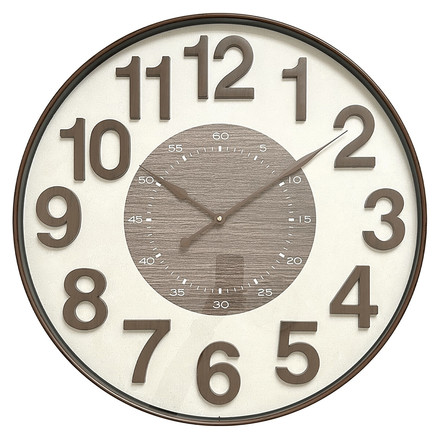 Nástěnné hodiny Autronic pr. 61 cm, plastové, střed s minutami, bílo-hnědé (HW4028)