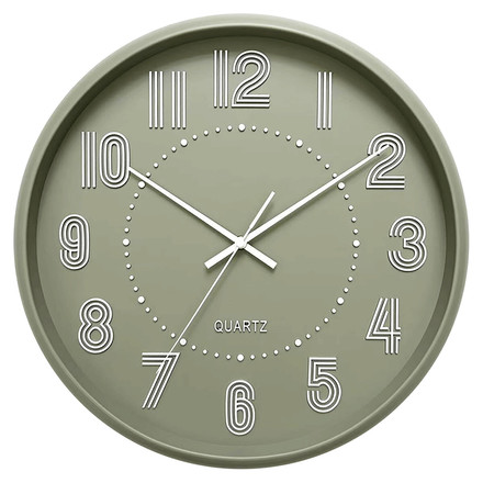 Nástěnné hodiny Autronic pr. 41 cm, plastové, pruhované číslice, zelené (HW4025 GRN)