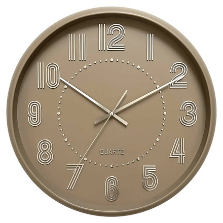 Nástěnné hodiny Autronic pr. 41 cm, plastové, pruhované číslice, hnědé (HW4025 BR)