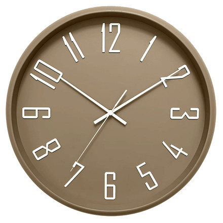 Nástěnné hodiny Autronic pr. 41 cm, plastové, bílé číslice, hnědé (HW4026 BR)