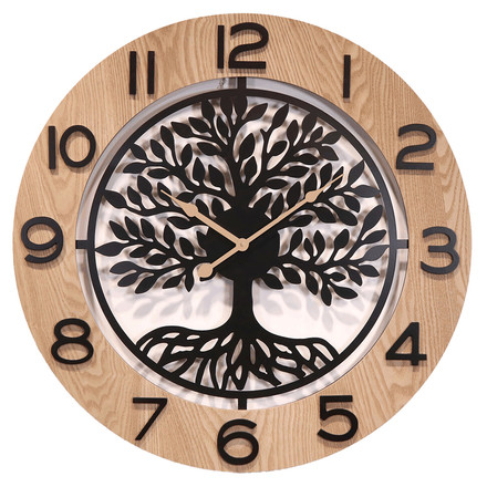 Nástěnné hodiny Autronic pr. 60 cm, MDF a kov, strom života (HW4024)