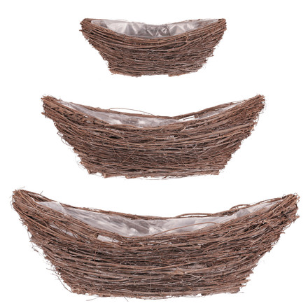 Obal na květiny Autronic Obal proutěný - tvar loďka, přírodní, cena za sadu 3 ks (OT301)