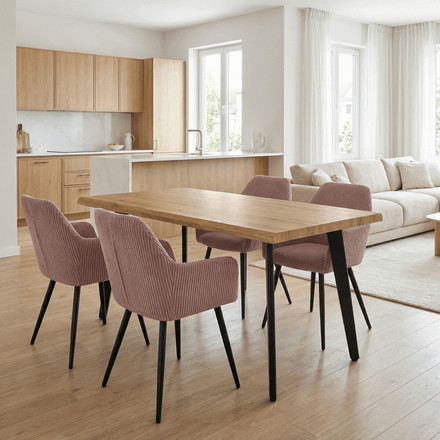 Moderní jídelní židle Autronic růžová, manšestrová látka, DCH-V4009 PINK6 (1)