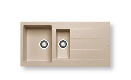 Granitový kuchyňský dřez Pyramis ATHLOS (100X50) 1 1/2B 1D DARK BEIGE (070010711)