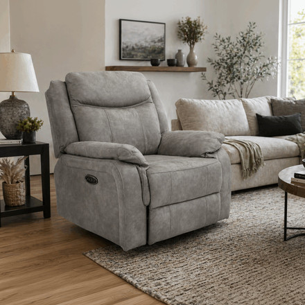 Polohovací křeslo Autronic elektrické zabudované ovládání, šedá, látka vintage, TV-Q8668 GREY3 (1)