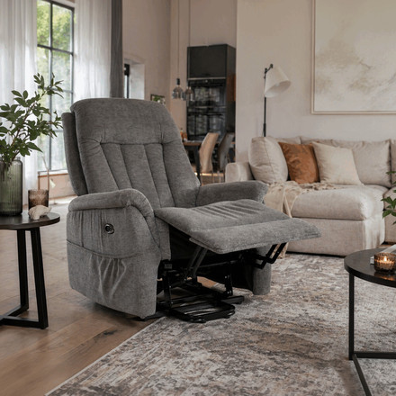 Polohovací křeslo Autronic elektrické zabudované ovládání, šedá, látka, TV-Q8575 GREY2 (1)