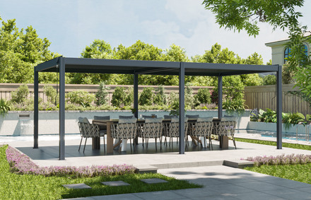 Bioklimatická pergola G21 Austin Premium 6x4 m, antracitová hliníková (8)