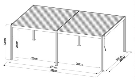 Bioklimatická pergola G21 Austin Premium 6x4 m, antracitová hliníková (9)