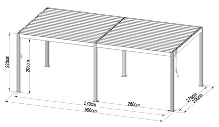 Bioklimatická pergola G21 Austin Premium 6x3 m, antracitová hliníková (9)