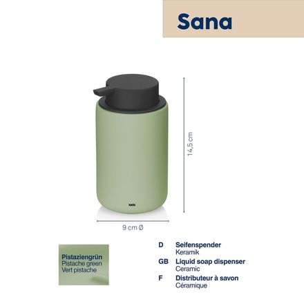 Dávkovač mýdla Kela KL-23982 Sana keramický 14,5 cm 300 ml zelená (1)
