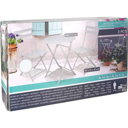 Zahradní nábytek ProGarden KO-FF2000010 sada 2x židle + 1x stůl kov bílá (5)