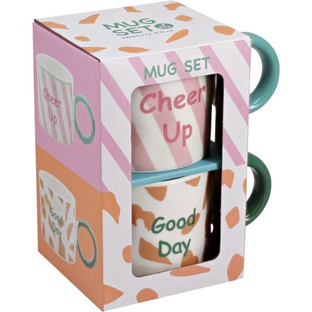 Sada hrnků Siaki KO-Q80001120ruor porcelán 2 ks 380 ml růžová / oranžová (5)