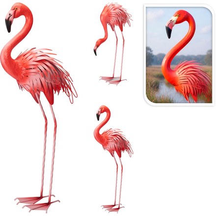 Zahradní dekorace ProGarden KO-557250010sklo plameňák 91 cm skloněný (1)