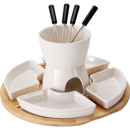 Fondue Excellent KO-278001620 čokoládové porcelán-dřevo sada 11 ks