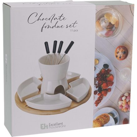 Fondue Excellent KO-278001620 čokoládové porcelán-dřevo sada 11 ks (2)