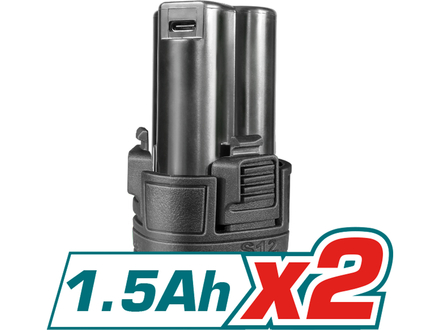 AKU vrtací šroubovák Total TDLI12206E, 12V, Li-ion (2x), 1500mAh (1)