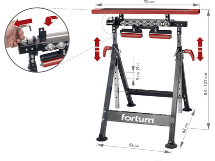 Koza/podavač Fortum 4759985 4-funkční, nosnost až 200kg, výška 83-127cm (1)